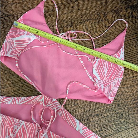 Lovers + Friends Makena Fuchsia Leaf Print Midi Sleeveless Dress, size L - Picture 7 of 11